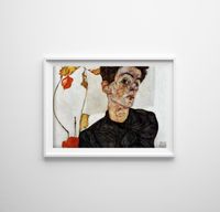 Poster - Canvas - Leinwand - 84,1 cm x 59,4 cm - Fotoposter - Leinwandkunst - Selbstporträt von Egon Schiele