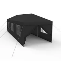 Sessamen-LP Pavillon 3x9m Wasserdicht - Partyzelt Gartenpavillon mit 8 Seitenwänden Camping Festpavillon für Garten, Party, Hochzeit, Dunkelgrau