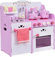 COSTWAY Kinderkueche Spielkueche Holz Kinderspielkueche Spielzeugkueche Spielzeug Holzkueche