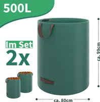 2x 500 Liter Gartensack Gartenabfallsack mit 4 Griffen Laubsack aus robustem Polypropylengewebe (PP) Stärke 150g/m²