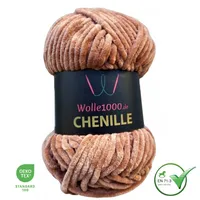 Wolle1000 Chenille - 41 HELLBRAUN - 100g - weiches Chenille Garn / Kuschelwolle