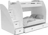 MEBLITO Kinderbett Bonini Etagenbett Hochbett Kinderzimmer 2 Betten 120x200 Weiss Mit Matratze