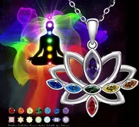 GKA 7 Chakra Kette Lotus Blume G7 silber Glückskette Halskette 7 Energie Farben Modeschmuck Damen