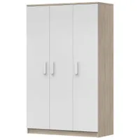 Kleiderschrank Drehtürenschrank Kinderkleiderschrank Schrank 120cm Sonoma Eiche/Weiß mit weißen Griffen - JONAS 19