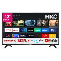 HKC  HV42F1 Fernseher 42 Zoll (106 cm) Smart TV mit mit Netflix, Prime Video, Rakuten TV, DAZN, Disney+, Youtube, UVM, Wifi, Triple-Tuner DVB-T2 / S2 / C, Dolby Audio