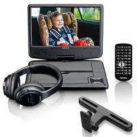 Lenco DVP-947BK - Tragbarer Auto DVD-Player mit Bluetooth Kopfhörer - Schwarz