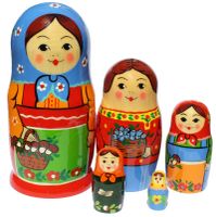 Matroschka  Babuschka Matrjoschka Vergissmeinnicht Set aus 5 Puppen 16 cm 