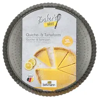 BIRKMANN Quiche- und Tarteform, Ø 30 x H 4 cm, mit Hebeboden, perforierter Kohlenstoffstahl, mit Antihaftb