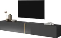 Selsey TV-Tisch BISIRA - TV-Board in Schwarz mit goldenem Einsatz - 200 cm breit - hängend