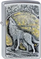 Zippo 200 Wolf und Mond verchromte winddichte hellere
