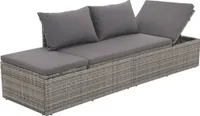 Outdoor-Lounge-Bett mit Polster & Kissen Poly Rattan Grau