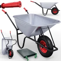 ONBEST WB250 Schubkarre inklusive Gartenabfallsack 100Liter 250kg Verzinkt Luftreifen