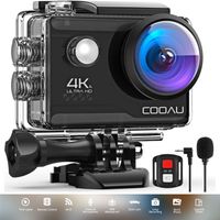 COOAU 4K Action cam 20MP WiFi Sports Kamera Ultra HD Unterwasserkamera 40m 170 ° Weitwinkel 2.4G Fernbedienung Zeitraffer mit 2 Stk Akkus