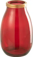 J-Line Vase Goldrand Glas Rot Small