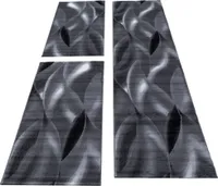 Bettumrandung Schlafzimmer Teppich Elegant Design 3 Tlg Läufer Set, Farbe: Schwarz-4, Grösse: 2 mal 80x150 cm + 1 mal 80x300 cm