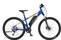 FISCHER E-Bike Pedelec MTB Montis 2.1 Junior, Rahmenhöhe 38 cm, 27,5 Zoll, Akku 418 Wh, Hinterradmotor, Kettenschaltung, LED Display, blau-gelb