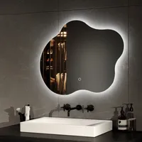 EMKE LED koupelnové zrcadlo 60 x 50 cm Koupelnové zrcadlo s ochranou proti zamlžení, 3 barvy světla Nepravidelné koupelnové zrcadlo, stmívatelné nástěnné zrcadlo s paměťovou funkcí