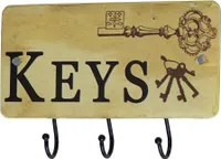 Schlüsselbrett KEYS Schlüsselhalter 3 Haken Metall Antik-Stil