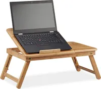 Relaxdays, prírodný výškovo nastaviteľný stolík na notebook do postele, bambusový stolík na notebook so zásuvkou, VxŠxH: 30 x 69 x 35 cm, štandard