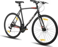 Hiland 28 Zoll Rennrad 700C Trekkingrad Aluminiumrahmen mit 24 Gang-Schaltung Scheibenbremse Racing Bike für Damen und Herren, Schwarz