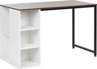 BELIANI Biurko ciemne drewno białe półki czarna metalowa noga 120 x 60 cm przechowywanie