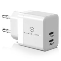 Wicked Chili 35W Dual USB-C Netzteil GaN II kompatibel mit Phone 15, 14, 13, 12 | MacBook Air, iPad Pro, Apple Watch & Watch Ultra | Schnellladegerät mit Power Delivery, PPS Ladegerät, weiß