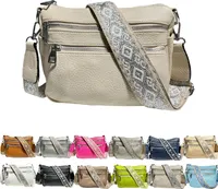 Umhängetasche Bauchtasche Handtasche Schultertasche Cross Body Bag Damentasche Handytasche Shopper Organizer tasche Weich Brusttasche Beige