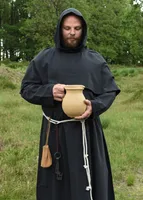Mönchskutte mit Kapuze und Kordel in schwarz - Mittelalter LARP Kostüm Mönch Priester Verkleidung Größe: S/M