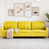 Möbel 3-Sitzer-Sofa Hellgelb 210 cm Stoff - Klassische Sofas 4007419