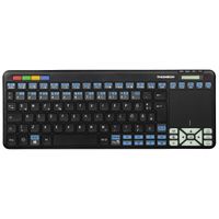 Thomson Funk-Tastatur für LG Smart-TV mit 4in1 Universal-Fernbedienung (für TV/STB/Audio/PC, inkl. Touchpad-Maus, QWERTZ, beleuchtet, Multimedia-Tasten, lernfähig, wireless, 2,4GHz) schwarz