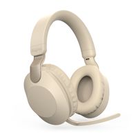 Kabelloses Bluetooth-Headset,BT 5.3 mit faltbarer Headset-Unterstützung, AUX IN, einziehbarer Kopfbügel, faltbare Aufbewahrung, weiche, atmungsaktive Ohrenschützer, Beigegold