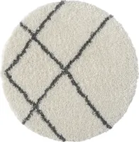 MY-RUG Teppich, Hochflorteppich Shaggy Luxe, 120x120, Scandi Rauten Design, Weiß Grau, extra flauschig, rund