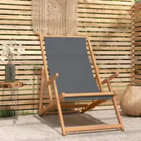 Krzesło plażowe składane z litego drewna tekowego szare