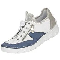 Rieker Slipper - Reinweiß / Ozeanblau Synthetik Größe: 36 Normal