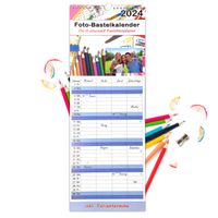 DIY Fotokalender selbstgestalten 2024 - Kalender 4 Spalten als Familienplaner | Familienkalender aus Bastelpapier | Bastelkalender in 19 cm x 52 cm
