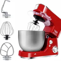 Traumheim® XS-004 Standmixer, 5-QT-Edelstahlschüssel-Lebensmittelmixer, mit neigbarem Kopf,Universal Küchenmaschine mit 6 Stufen,mit 4 Zubehörteilen