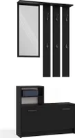 ADGO, Garderobe Set Flur, Kleiderschränk Spiegel 6 Kleiderbügel, Schwarz