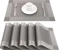 Platzset Abwischbar,Tischset Abwaschbar Grau 6er Set PVC Abgrifffeste Hitzebeständig rutschfest Platzdeckchen für Küche,Zuhause,Restaurant,Speisetisch,45cmx30cm