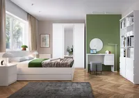 Schlafzimmer Komplett Set mit 140cm Bett und 3-türigem Kleiderschrank, 9-teilig, in weiß FORTALEZA-129