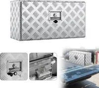 UISEBRT Truckbox Werkzeugkiste Transportkiste, Abschließbare Alu Anhängerbox mit Schloss, Lagerbox für Werkzeug, Geräte und Zubehör - 76x36x40,5 cm