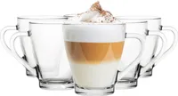 Glasmark KROSNO 200ml Set von 6 Trinkgläser aus Glas mit Henkel Tasse