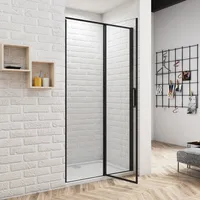 Schwarz BxH:90X185cm Duschkabine Duschwand Nischentür aus 6mm Nano Sicherheitsglas
