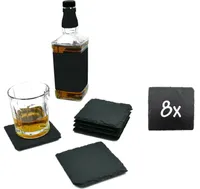 Schiefer Glasuntersetzer Set Untersetzer Tischuntersetzer Tassenuntersetzer grau 8er Set
