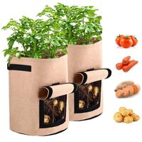 3 STK Mit Ablauflöchern Pflanzen Taschen 7 Gallonen Kartoffel-Zuchtbeutel Klettfenster Gemüse-Pflanzentaschen mit Griffen für Kartoffeltomaten und anderes Gemüse 
