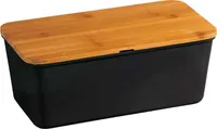 KESPER Plastový chlebník s prkénkem, černý matný, hranatý