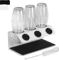 NATUMO® Flaschenhalter für SodaStream, 3er Flaschenständer & Abtropfhalter mit Wandhalterung, inkl. Flaschenbürste - passend für SodaStream Crystal - Weiß
