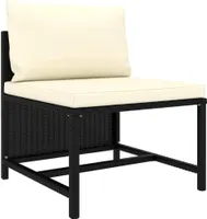 vidaXL 3-Sitzer-Gartensofa mit Auflagen Schwarz Poly Rattan