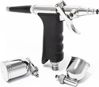 Airbrush pistole Wiltec typ 116 LN-116K s dvojčinnou funkcí, jehla a tryska Ø 0,3 mm, 2 barevné kalíšky, adaptér pro modelářství, nail art apod.