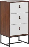 BELIANI Komoda tmavé drevo biela MDF kov 91 x 49 x 38 cm 3 zásuvky úložný priestor moderný štýl obývačka spálňa