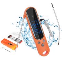 Thermometer Stift für Lebensmittel Lebensmittelthermometer Sonde Faltbar Lange Sonde und LCD Bildschirm Wasserdichter Bratenthermometer